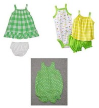 Girls Tank Shorts Dress Bodysuit Bloomers Carters 6 Pc Summer Green $61-... - $17.82