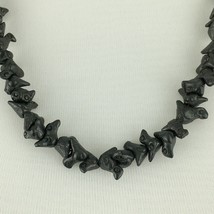 BARRO NEGRO vtg bird bead necklace - 26.5&quot; Oaxaca Mexico black pottery f... - $45.00