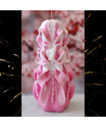 Carved Candles Handmade Home Decor Gift Colourful Design 25cm 10 inch Pi... - $45.00