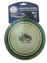 Life is Good Dog Collapsible Bowl and Lid Water Food Travel 34 oz Silico... - $15.18
