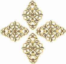 Filigree Cabochon Blanks Setting Stampings Antiqued Gold Tone 41mm 4pcs - £5.52 GBP