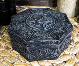 Celtic Knotwork Symbols Giant Winged Dragon Decorative Octagon Jewelry Box - £22.92 GBP