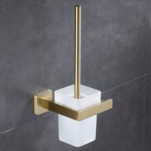 Toilet Brush With Holder Wall Mounted Brushed Gold, Modern Bathroom Toil... - $67.99