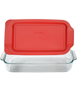 Basics 3 Quart Glass Oblong Baking Dish with Red Plastic Lid -9 X 13 X 2... - $33.94