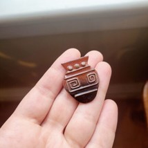 Vintage Signed Handmade Tribal Native Pot Vase Boucher Lapel Brooch Pin - $24.99