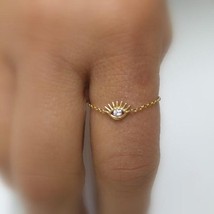 Gold color adjust chain ring cute lovely  charm lucky girl women Midi Knuckle fi - £8.91 GBP