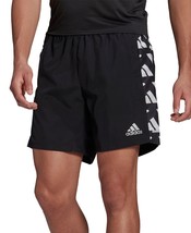 adidas Mens Activewear Shorts Athletic Moisture Wicking Logo Print,Black/Wht,XL - £35.05 GBP