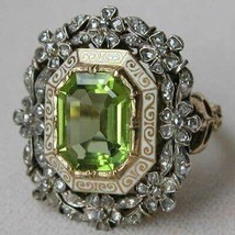 Natural Green Peridot Solitaire Ring-Dainty Green Gemstone Ring-Peridot Engageme - £123.78 GBP