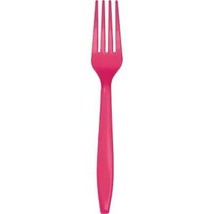 Hot Magenta Heavy Duty Plastic Forks 24 Per Pack Tableware Supplies Deco... - £11.98 GBP