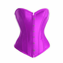 Purple Satin Gothic Burlesque Bustier Waist Training Costume Overbust Co... - £55.21 GBP