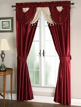 Living Room Curtains With Valance Window Luxury Red 2 Panels 54 x 84 Set 5 Pcs - £25.13 GBP