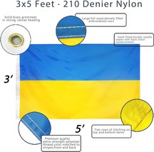 Anley EverStrong Series Embroidered Ukraine Flag 3x5 Ft - Nylon Ukrainia... - £18.67 GBP
