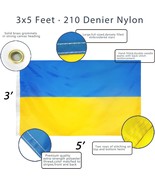 Anley EverStrong Series Embroidered Ukraine Flag 3x5 Ft - Nylon Ukrainia... - £18.64 GBP