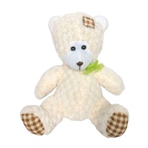World Plush Inc Cream Teddy Bear Plush Woven Patchwork Plaid Stuffed Animal 9&quot; - £16.47 GBP