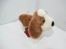Hush Puppies Russ Berrie Plush Red Plaid Scarf Ears Basset Hound Puppy Dog small - £15.49 GBP
