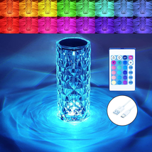 Crystal Table Lamp RGB Color Changing Night Light ，Romantic LED Rose Dia... - £20.70 GBP