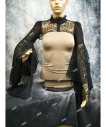 Black Gothic Sleeve Shawl Lace Wide Bell Steampunk Shrug Victorian Madam... - $552.39 MXN