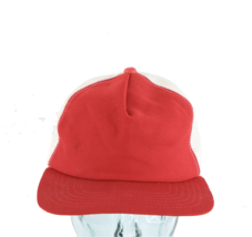 Vintage 80s New Era Pro Design Blank Trucker Hat Snapback Red USA Medium Large - £19.42 GBP