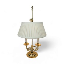 Vintage Bouillette Brass Table Lamp Serpentine Candlestick Horn Gold 2 Arm - £179.15 GBP