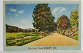 Pennsylvania Greetings From DERBY PA Scenic View Linen Postcard T13 - £5.46 GBP