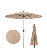 9 Feet Round Patio Umbrella with 18 Fiberglass Ribs-Tan - Color: Tan - €126,01 EUR