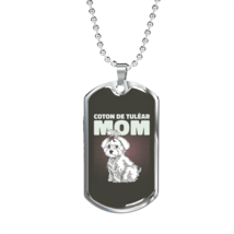 Cute White Dog Mom Necklace Stainless Steel or 18k Gold Dog Tag 24&quot; Chain - £38.04 GBP+