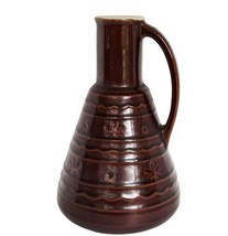 Vintage Marcrest Stoneware Daisy &amp; Dot Carafe Decanter Pitcher Jug Brown Glaze - £23.97 GBP