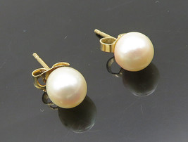 14K GOLD - Shiny Petite Real Freshwater Pearls Stud Earrings - GE005 - £73.86 GBP