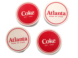 4 Assorted Coca Cola Ceramic Coasters in Wooden Case - $17.08