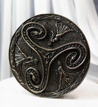 Wiccan Triple Goddess Triskele Spiral Serpent in Rune Circle Wall Plaque... - $49.99