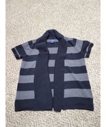 IZOD - WOMEN&#39;S BLACK &amp; WHITE  Stripe SHORT SLEEVE CARDIGAN SWEATER - SIZE L - $12.99