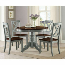 Round Dining Table Set 5-Piece Farmhouse Rustic Kitchen Wood Tables and Chairs - £472.37 GBP