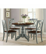Round Dining Table Set 5-Piece Farmhouse Rustic Kitchen Wood Tables and ... - £463.62 GBP