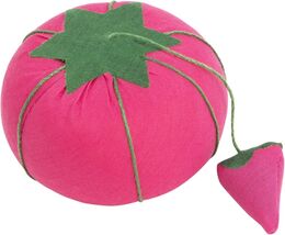 Tomato Themed Pin Cushion with Strawberry Emery Pink - $4.95