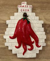 Ceramic Wall Plaque Mi Casa Es Su Casa Chili ️ Hand Painted 13.5”x10.5” - £31.45 GBP