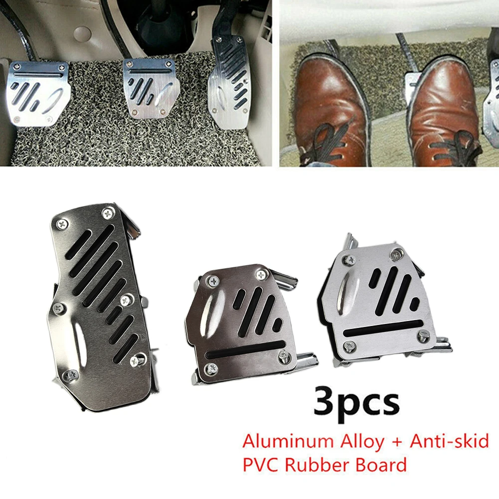 3pcs Car Accelerator Foot Pedals Pad Cover Non-slip Aluminum Alloy For Brake - £16.79 GBP