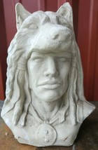 Large Native American with Wolf Head Dress in ceramic Stands 11 in. - $24.65