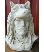 Large Native American with Wolf Head Dress in ceramic Stands 11 in. - $24.65