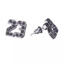Michael Jordan Earrings 23 Jumpman Earring - Silver - Plated Black Rhine... - $15.79