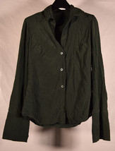 BCBG Maxazria Womens Silk Green LS Button Up Blouse Top XS - $35.64