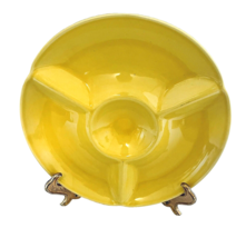 Yellow Divided Relish Dish Fitz and Floyd of Dallas Four Parts 9 1/4&quot; Di... - £17.27 GBP