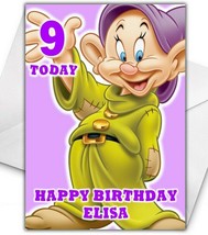 Dopey Seven Dwarfs Personalised Birthday Card - Large A5 - Disney Snow White - £3.26 GBP