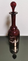 Beautiful Vintage 50&#39;s Egerman Ruby Red Cut To Clear Glass Decanter - £36.94 GBP