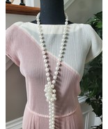 Liz Roberts Women&#39;s White/Pink Boat Neck  Vintage Knee Length Dress - Small - $47.86 CAD