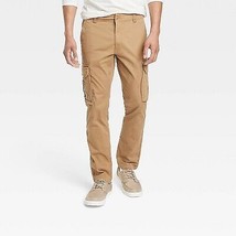 Men&#39;S Regular Fit Straight Cargo Pants - Brown 36X34 - £23.66 GBP