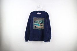 Vtg 90s Streetwear Mens Large Faded Spell Out White Tailed Buck Deer Sweatshirt - £43.11 GBP