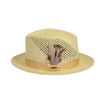 Men's Bruno Capelo Genuine Straw Hat Fedora Geneva Panama GA627 Natural image 4