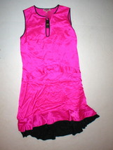 New $398 Juicy Couture Dress Silk Hot Pink Womens 0 Navy Blue Keyhole Hammered  - £310.06 GBP