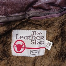 Vtg Sears The Leather Shop Men's Redish Brown Leather Jacket Sz 42 Reg Zip Liner image 3