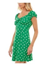 ULTRA FLIRT Womens Green Unlined Tie Cap Sleeve Fit + Flare Dress Medium Smocked - £11.19 GBP